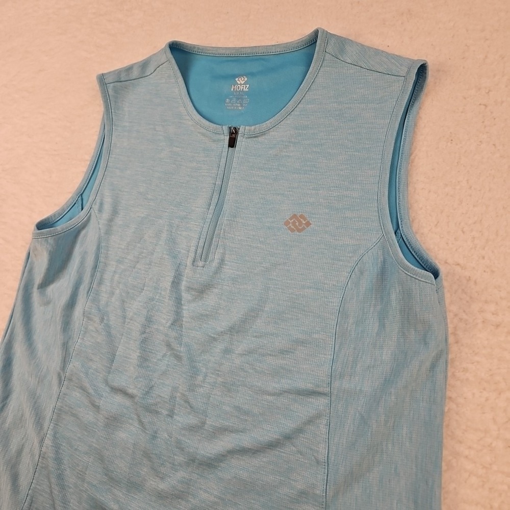 Women's Mofiz Sleeveless Golf Shirt Heathered Light Blue/Turquoise Sz XL 1/4 Zip
